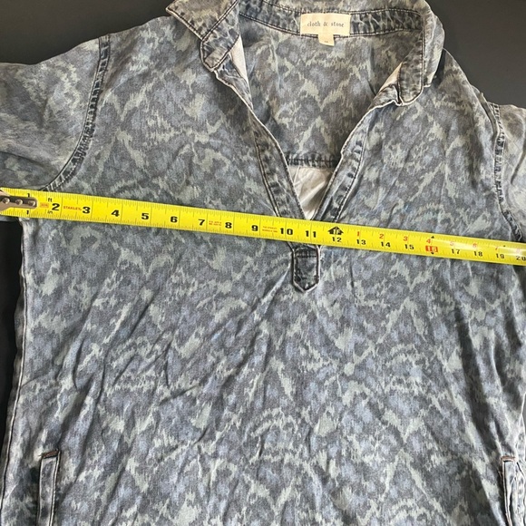 Anthropologie Cloth & Stone Dress Womens Medium Gray Blue Green Camo Casual Boho - Picture 13 of 13
